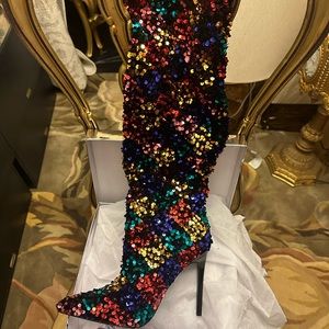 Baddddd pair of multi-colored sequin boots.  New. Size 10.
